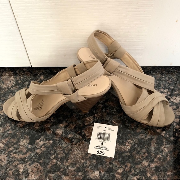 George Shoes Beige Open-Toe Heels/Sandals - Picture 7 of 10